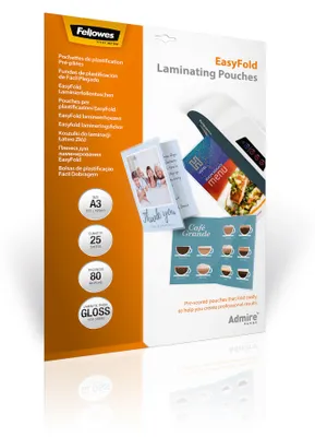 Produktbild von Fellowes EasyFold Laminierhüllen A3 glänzend, 25 Stück