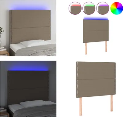 Produktbild von vidaXL LED Kopfteil Taupe 90x5x118/128 cm Stoff - LED Kopfteil - LED Kopfteile - Kopfteil - Bett-Kopfteil