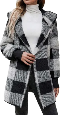 Produktbild von ASKSA Damen Teddyjacke Color Blocked Teddyfleece Jacke Fashion Casual Wintermantel Jacken,Grau,3XL