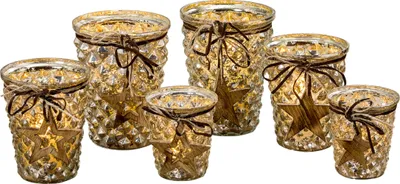 Produktbild von Windlicht Leotizia 2 sort. Glas H14/12/9 cm 3er Set