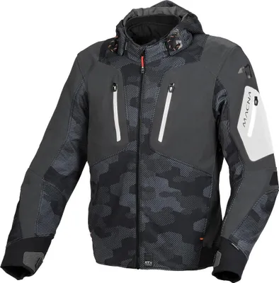 Obrázek produktu pro Voděodolná textilní bunda na motorku Macna Angle Camo, černá/šedá, 2XL