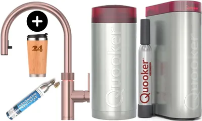 Produktbild von »QUOOKER FLEX Zugauslauf Kupfer Rose' PVD COMBI B mit CUBE2 (22XRCOCUBE)« 100°C Kochendwasserhahn mit Trinkwassersystem Spülenshop24