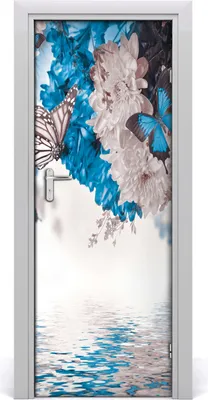 Produktbild von Tulup Türaufkleber 75x205 cm Dekorative Aufkleber Selbstklebend Wasserdichte Tapete Abnehmbar Schlafzimmer Wohnzimmer Wohnkultur - Blumen und Schmetterlinge