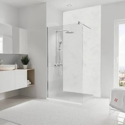 Produktbild von SCHULTE Duschrückwand DecoDesign ExpressPlus Marmoroptik Stein Marmor-hell 255 x 125 cm EP1902225 603
