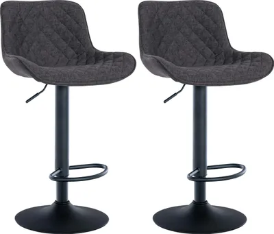 Produktbild von CLP 2er Set Barhocker Minosa 360 drehbar mit Fußstütze schwarz Material Stoff