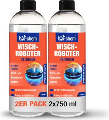 Produktbild von bio-chem Wischroboter-Reinigungsmittel Bodenreiniger – Extrem ergiebiger Reiniger für Wischroboter und Saugroboter - Streifenfrei. schnelltrocknend & mit Tropical Duft - 2X 750 ml inkl. Dosierhilfe