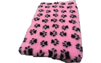 Produktbild von Vet Bed Hundedecke mit Latexrücken rosa + schwarze Pfoten 100 x 75 cm