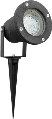 A black LED garden spotlight with a spike for ground insertion, shown against a white background.