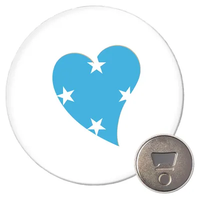 Produktbild von Huuraa Magnet Mikronesien Flagge Herz 59mm Kühlschrankmagnet rund Flaschenöffner Geschenkidee