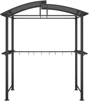 Produktbild von Grillpavillon, Grillüberdachung mit Seitenregalen, BBQ Pavillon Stahlrahmen, Gartenpavillon Grillzelt, Anthrazit 210x114x230cm