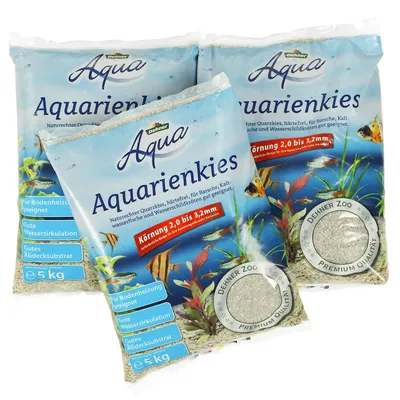 Produktbild von Dehner Aqua Aquarienkies, Körnung 2 - 3.2 mm, 3 x 5 kg (15 kg), weiß