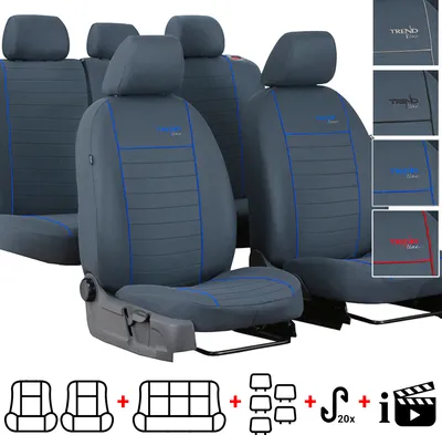 Produktbild von Autositzbezüge 2+3 - Universal Auto Sitzauflagen Set - Dreilagig Auto Sitzbezüge mit Reißverschluss - Schonbezüge Auto - Trend Blau