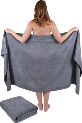 Produktbild von Betz 2-tlg. Set XXL Badetuch 100 x 200 cm DRESDEN Badetücher Saunatuch 100% Baumwolle Farbe anthrazit