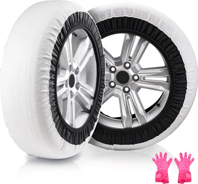 Produktbild von VEVOR Verdickte Schneesocken für Reifen Reifensocken aus Polyesterfaser mit elastischen Bändern, Reifenabdeckung mit Schneehaftung für Auto, SUV, Pickup und Lkw (2er-Pack) - Groß