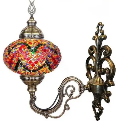 Image de Applique murale turque de style marocain avec mosaïque orientale – éclairage d'ambiance multicolore