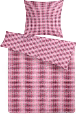 Produktbild von Seersucker Bettwäsche 135x200 Rot karierte Sommer Bettwäsche Karo Muster Bettbezug 135 x 200 - Bügelfrei