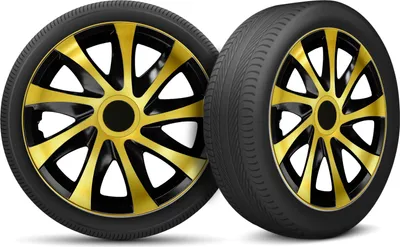 Produktbild von Auto Radkappen Radzierblenden 4er Set passend für alle Stahlfelgen - einstellbarer Sicherungsring - 15 Zoll - Gold Schwarz