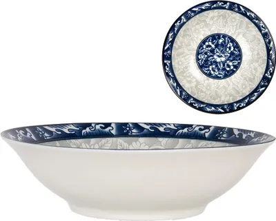 Produktbild von Clayre & Eef Maßstab Ø 21x5 cm Weiß Blau Keramik