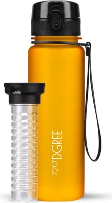 Immagine prodotto di Borraccia uberBottle softTouch con contenitore per frutta da 500 ml / Giallo miele / 720DGREE