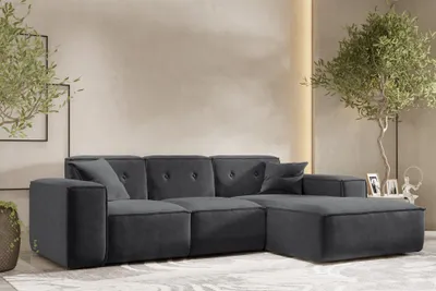 Produktbild von Ecksofa Designersofa CESINA Stoff Perfect Harmony Anthrazit Ottomane Rechts