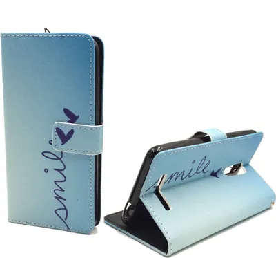 Produktbild von Handyhülle Tasche für Handy Xiaomi Redmi Note 3 Schriftzug Smile Blau
