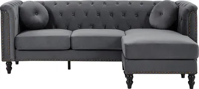 Produktbild von Doppelseitiges Ecksofa TURNER aus anthrazitfarbenem Velours
