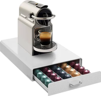 Produktbild von Navaris Kapselhalter kompatibel mit Nespresso Kapseln - Aufbewahrung für 50 Kaffeekapseln für Kapselmaschine - Aufbewahrungsbox Kaffeekapseln - Weiß