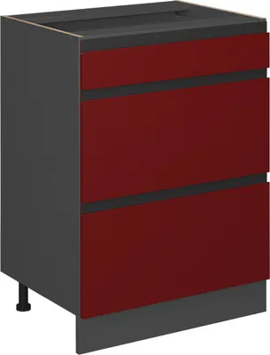 Produktbild von Küchenunterschrank Vicco R-Line Rot 60 cm J-Shape, mit Schubladen, ohne Arbeitsplatte, Model 39762