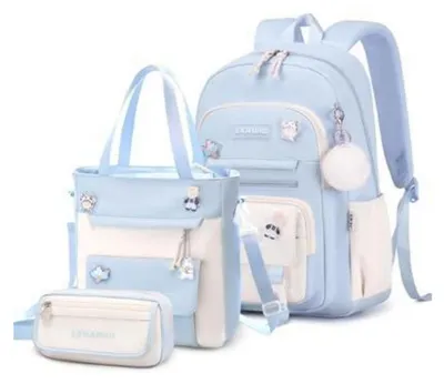 Obrázok produktu pre Sada školských batohov pre dievčatá, školský batoh pre tínedžerov, 3.-9. ročník, modrej farby, s peračníkom a crossbody taškou
