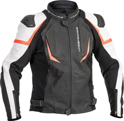 Image de Veste de moto en cuir Sanden de Lindstrand, noir et blanc, taille 50