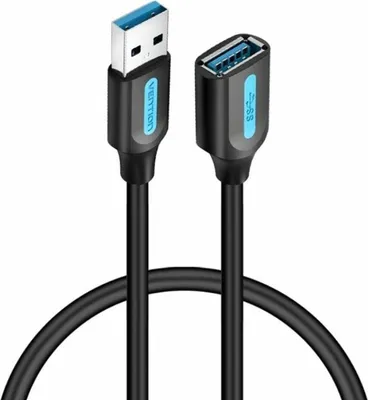 Produktbild von Vention CBHBH, 2 m, USB A, USB A, USB 3.2 Gen 1 (3.1 Gen 1), 5 Gbit/s, Schwarz
