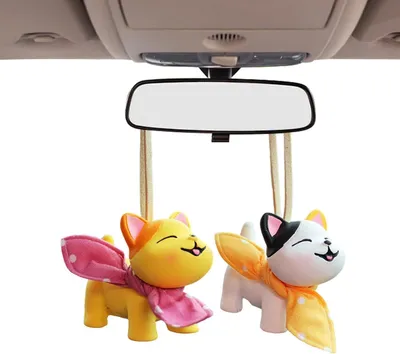 Imagen del producto de Adornos colgantes para espejo de coche, 2 unidades, colgadores de resina de 4 cm, cinta de 25 cm, para el interior del coche