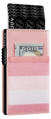 Produktbild von Kartenetui Herren & Damen RFID Schutz Kartenhalter Slim Kartenhülle Bifold Kreditkartenetui Magnetverschluss, Streifenrosa