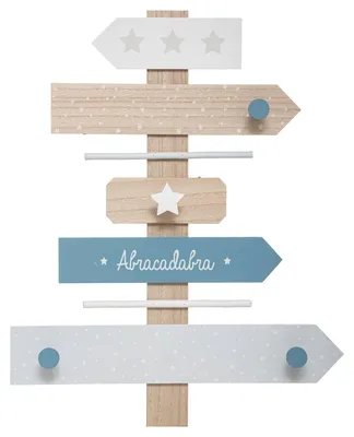 Produktbild von Kindergarderobe Wegweiser mit 4 Haken blau 50cm