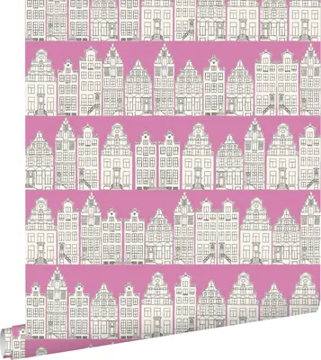 Produktbild von ESTAhome Tapete Amsterdamer Grachtenhäuser Rosa 53 cm x 10.05 m