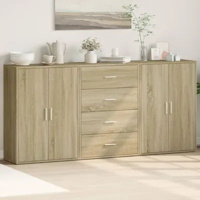 Zdjęcie produktu dla vidaXL Kredensy 3 szt. dąb sonoma 60x31x84 cm Materiał drewnopochodny