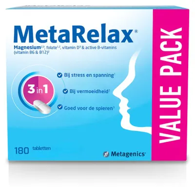 Productafbeelding van Metagenics MetaRelax Magnesium (180 tabletten), AI-gegenereerde afbeelding