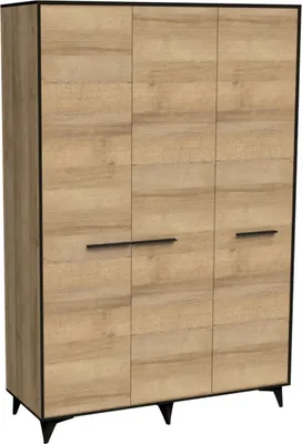 Produktbild von Furniture24 Kleiderschrank Frida S3D Schrank 3 türiger mit Kleiderstange 5 Einlegeboden Shirin Nußbaum