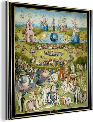 Produktbild von MuchoWow Wanddekoration Metall Metallbild Wandkunst 20x20 cm Garten der Lüste - Gemälde von Hieronymus Bosch MuchoWow Aluminium Gemälde - Alu Dibond Bilder