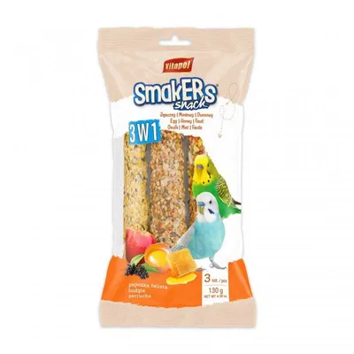 Image de Vitapol - Smakers 3 in 1 pour perruches ondulées en papillote 3 pcs - 130g