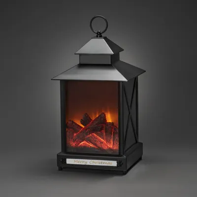 Produktbild von Konstsmide - LED Laterne, groß, Kamin, 8h Timer, Trafo- und battebetrieben, 6 warm weiße Dioden, 4,5V Außentrafo/batteriebetrieben, 0,6W, schwarzes Kabel, Batterie: 3 x C 1,5V (exkl.)