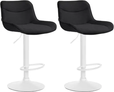 Produktbild von 2er Set Barhocker Vonore Stoff weiß schwarz