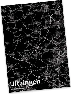 Produktbild von Mr. & Mrs. Panda Grußkarte Ditzingen - Geschenk, Postkarten, Postkarte, Fotokarte, bildkarte, Stadt, Kunstkarten, Dorf Karte Landkarte Map Stadtplan