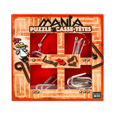 Zdjęcie produktu dla Łamigłówka metalowa Puzzle Mania, 4 sztuki, czerwona