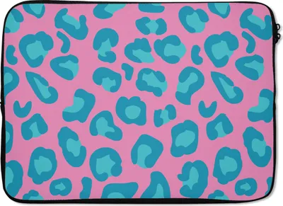 Produktbild von MuchoWow® Laptop Hülle 14 ZollPantherdruck - Blau - Rosa - Muster Laptoptasche - Laptoptasche - Stoßsicher - Schutzhaube