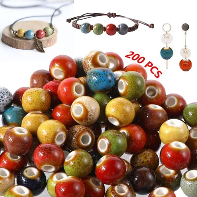 Obrázok produktu pre Keramické koráliky, 6 mm, zmievané farby, 200 kusov, vhodné na výrobu šperkov a ozdôb