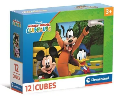 Obrázek produktu pro Sada Clementoni s 12 kostkami Mickey Mouse, puzzle se 6 obrázky pro děti