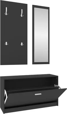 Produktbild von vidaXL 3-tlg. Flurmöbel-Set Schwarz Holzwerkstoff