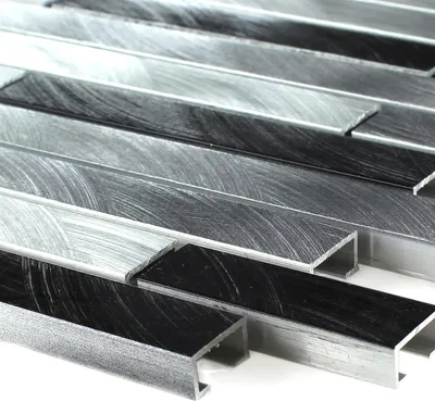 Produktbild von Aluminium Metall Mosaikfliesen Sahara Schwarz Silber