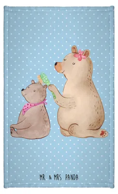 Produktbild von Mr. & Mrs. Panda Handtuch Bär Kind - Blau Pastell - Geschenk, Muttertag, Gäste-WC, Klein, Tochter, gästehandtuch, Frotteehandtuch, Mutter, Familie, Baumwollhandtuch